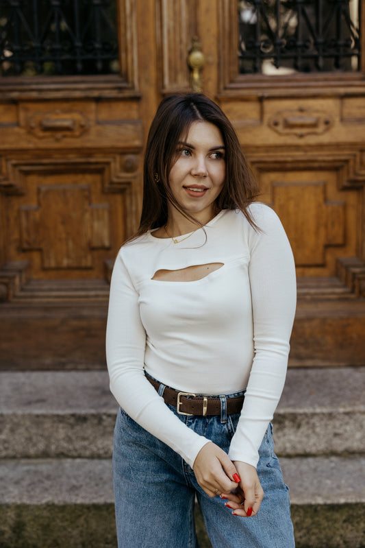 Longsleev Basic Bialy