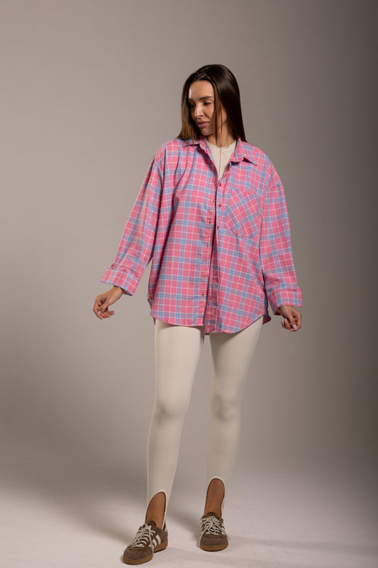Koszula w kratę RÓŻOWO - BŁĘKITNA
