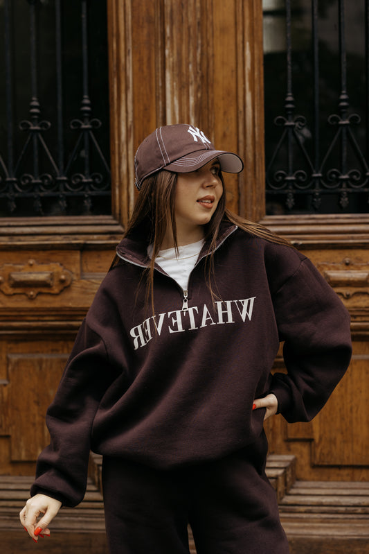 Dres oversize'owe na polarze BRĄZOWY