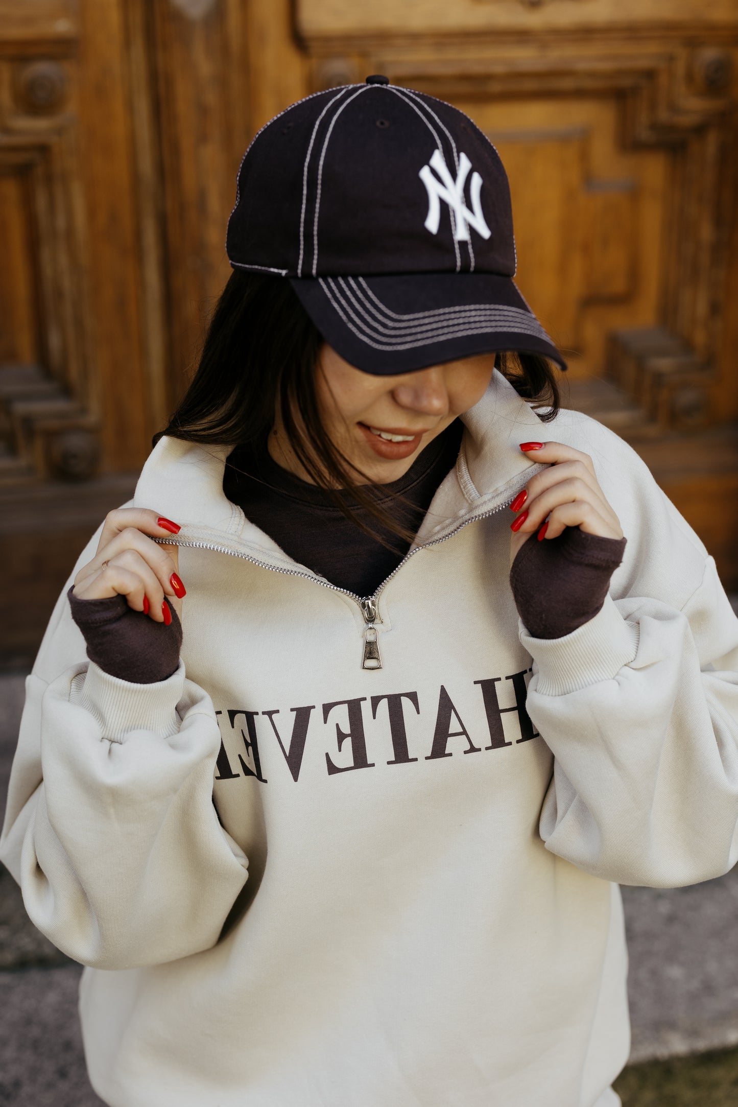 Dres oversize'owe na polarze MLECZNY