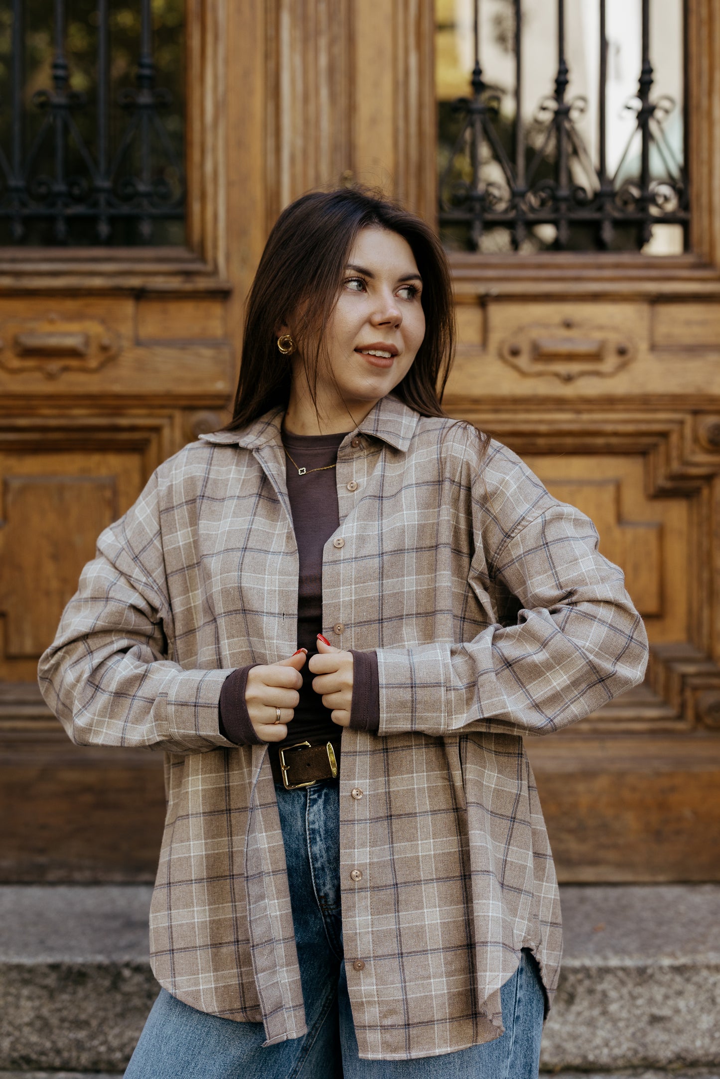 Koszula w kratę BEŻOWA