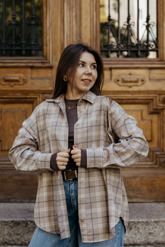 Koszula w kratę BEŻOWA