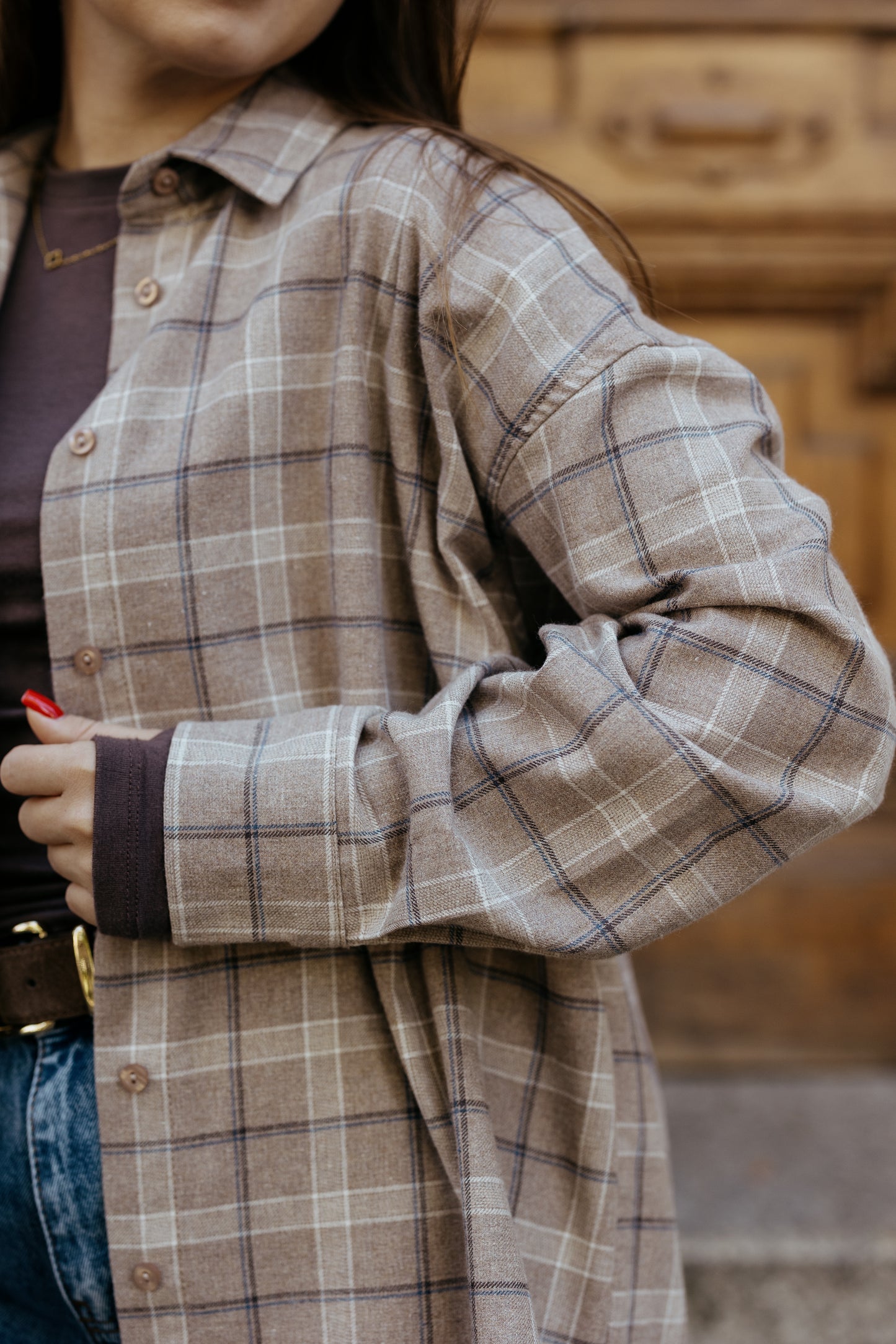 Koszula w kratę BEŻOWA