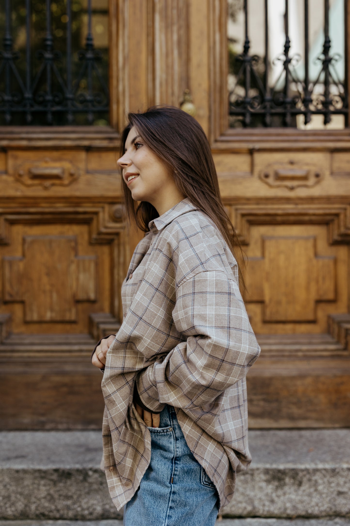 Koszula w kratę BEŻOWA