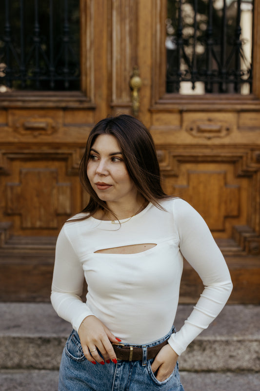 Longsleev Basic Bialy