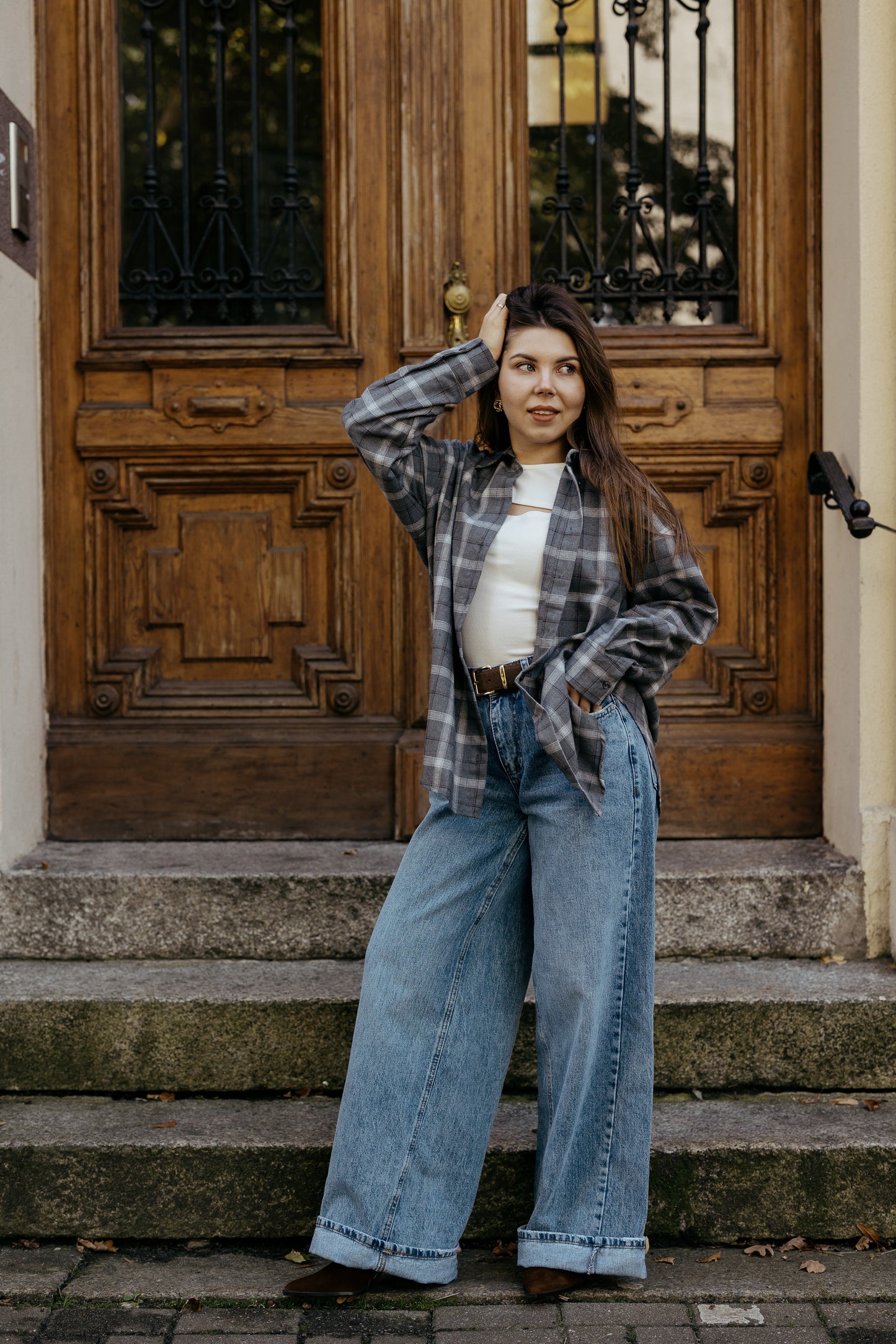 Koszula w kratę SZARA