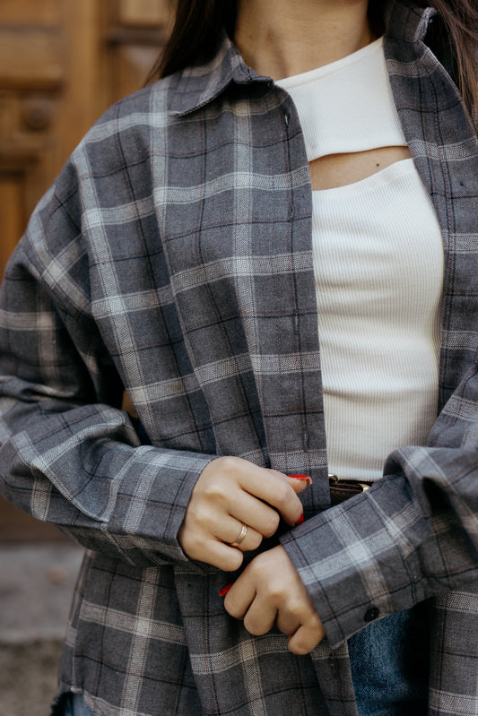 Koszula w kratę SZARA