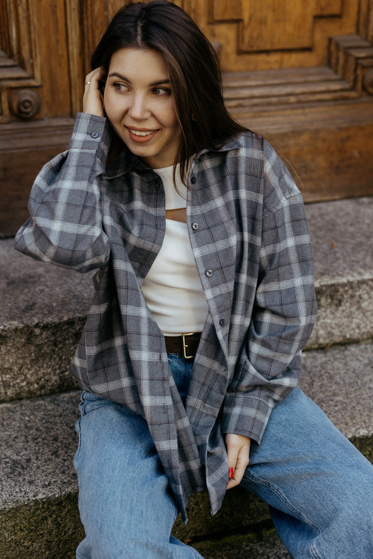 Koszula w kratę SZARA