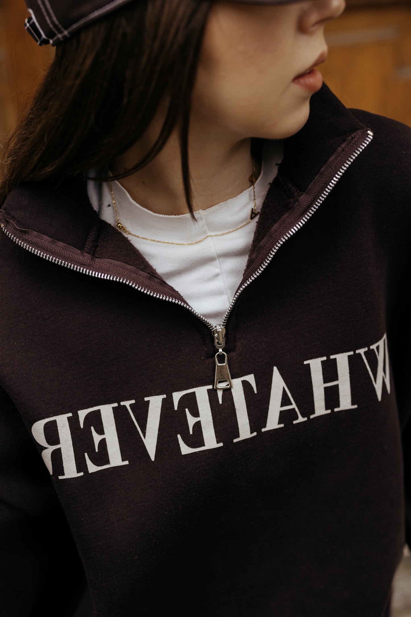 Dres oversize'owe na polarze BRĄZOWY